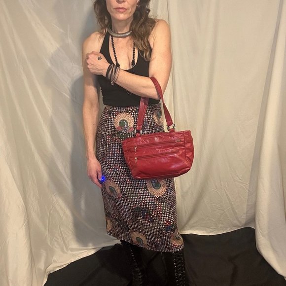 Vintage Red Leather handbag Sas - Picture 3 of 16